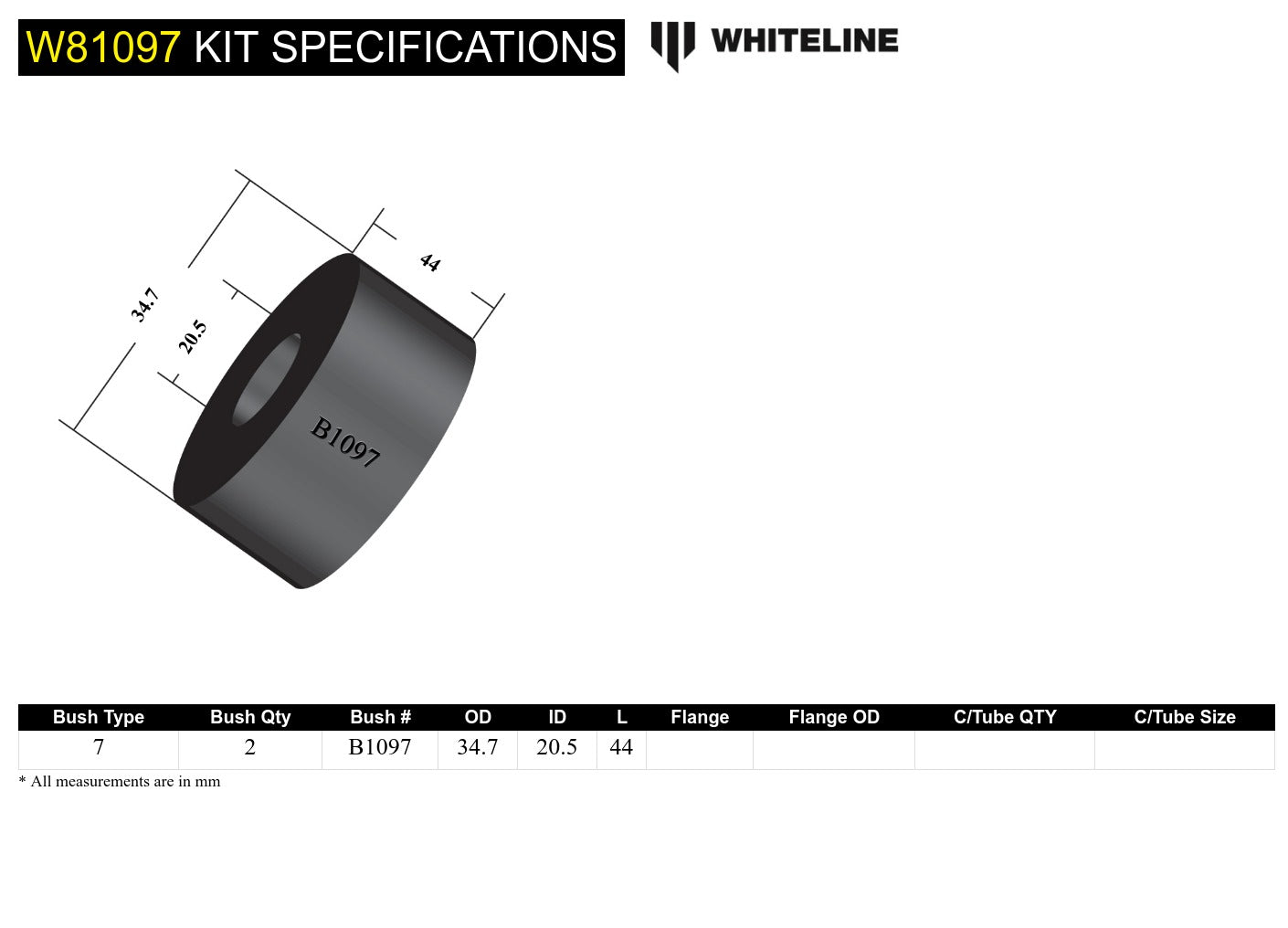 Front Control Arm Lower - Inner Bushing Kit to Suit Chrysler Valiant