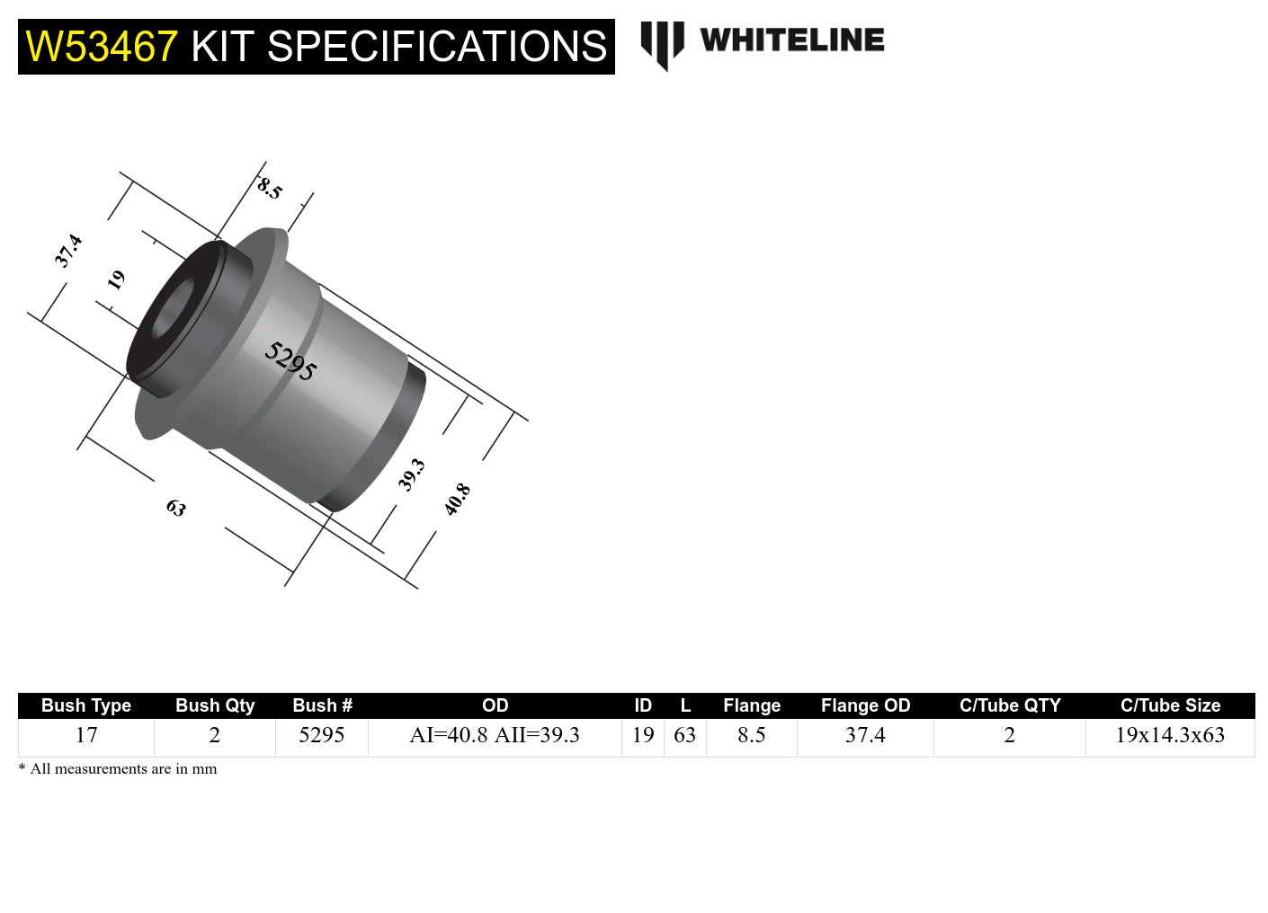 Front Control Arm Lower - Inner Bushing Kit to Suit Nissan 180SX, 200SX, 300ZX and Skyline