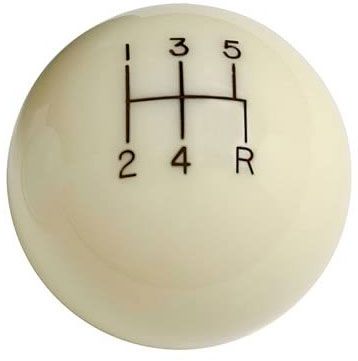 Lokar 5-Speed Ivory 2" Gear Knob 3/8-24 & 3/8-16 Thread LK-SK-6872