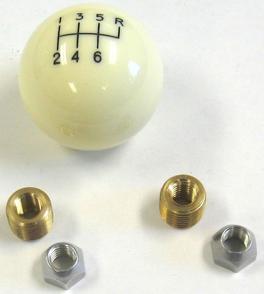 Lokar 6-Speed Ivory 2" Gear Knob 3/8-24 & 3/8-16 Thread LK-SK-6873