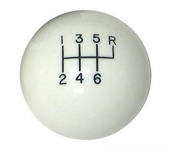 Lokar 6-Speed White 2" Gear Knob 3/8-24 & 3/8-16 Thread LK-SK-6875