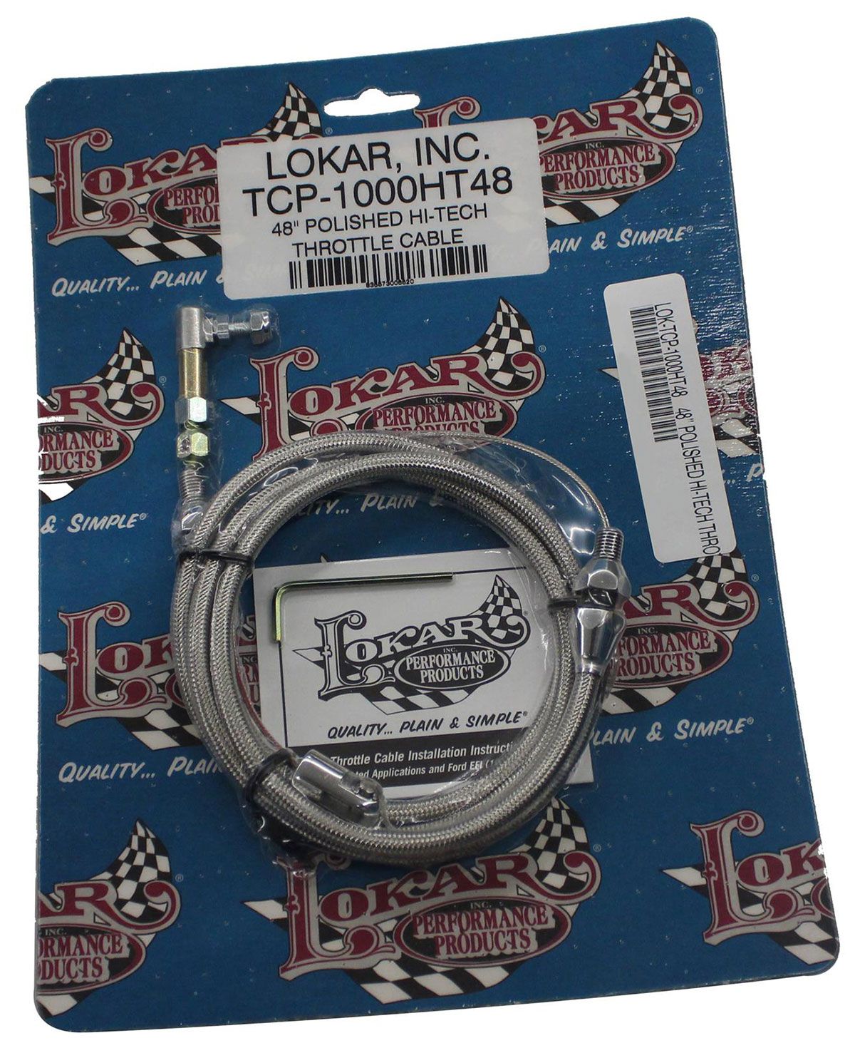 Lokar 48" Universal Polished Hi-Tech Accelerator Cable LK-TCP-1000HT48