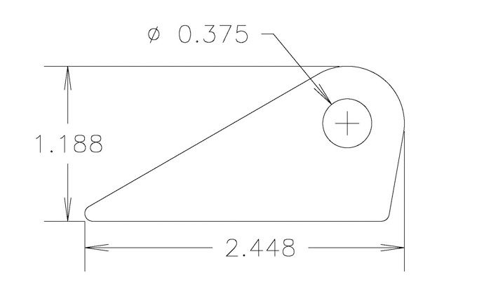 Meziere Straight Flat Tabs with 3/8" Hole, 3/4" Height, .187" MZCT11018B