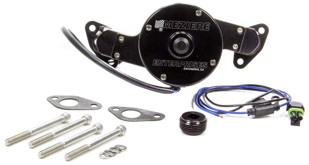 Meziere Small Block Ford Electric Water Pump, Black Finish MZWP111SHD