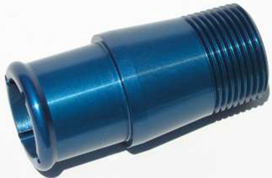 Meziere Inlet fitting, for 100 series electric water pumps, Blue Finish MZWP1125B