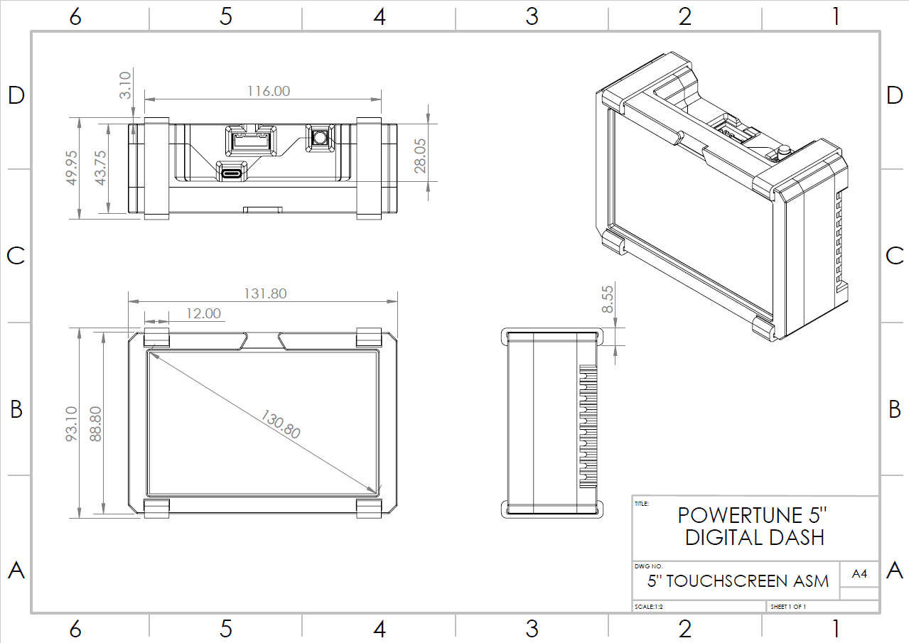 PowerTune Digital Mini Dash V5