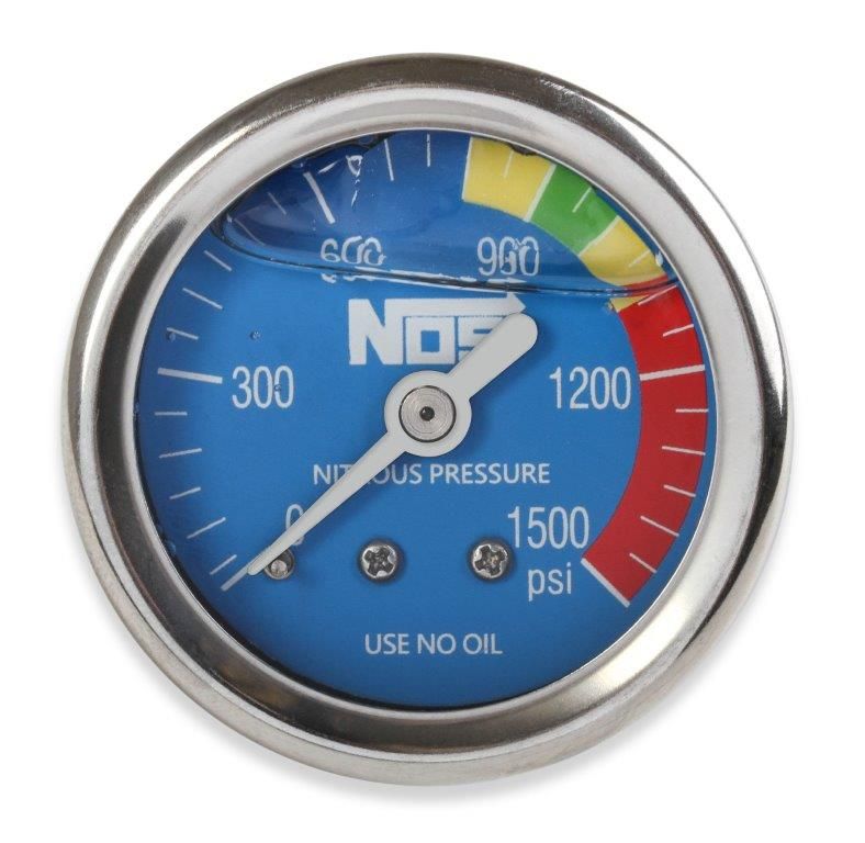 1-1/2" Liquid Filled Nitrous Pressure Gauge, Blue NOS15918