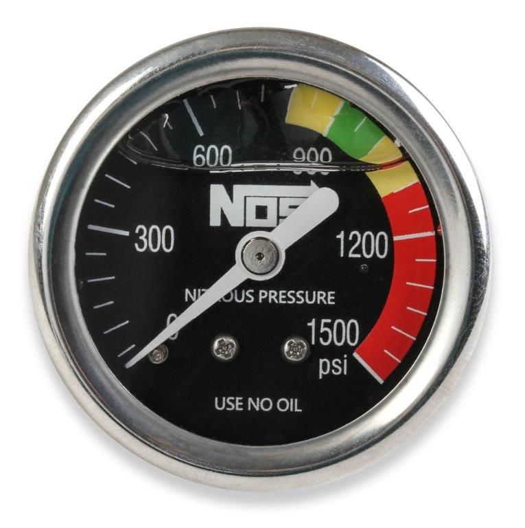 1-1/2" Liquid Filled Nitrous Pressure Gauge, Black NOS15919