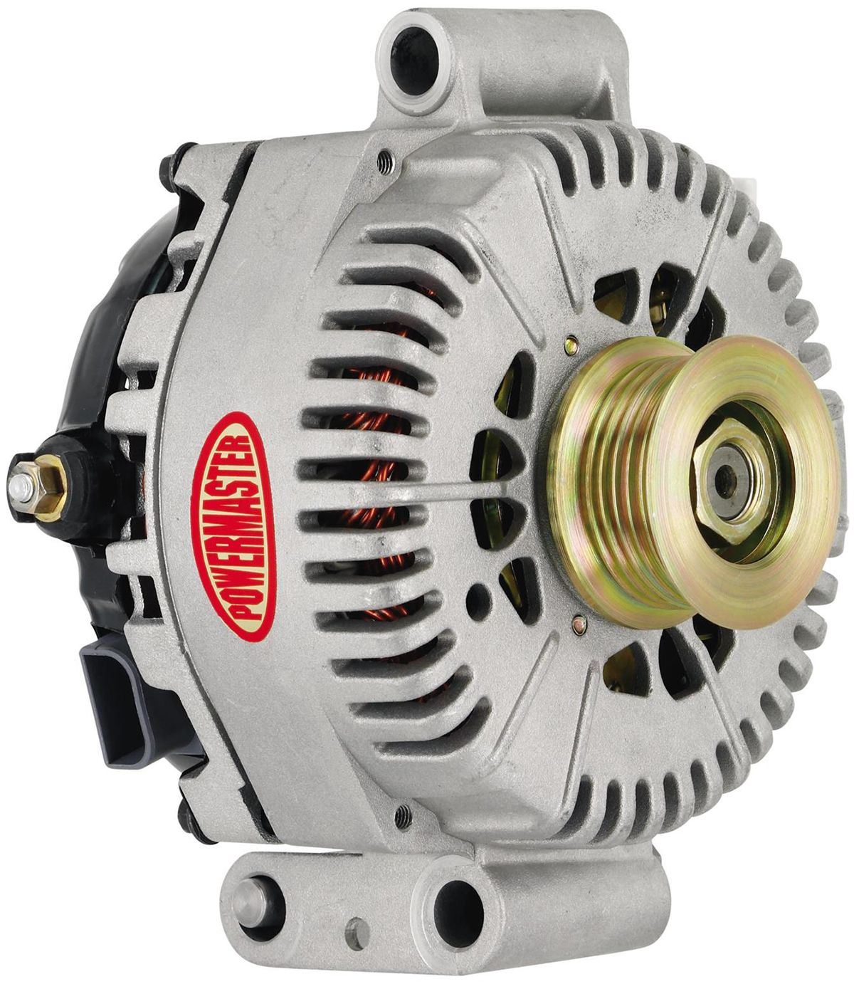 Powermaster Natural Finish Ford 4G Transverse Mount Alternator PM47787