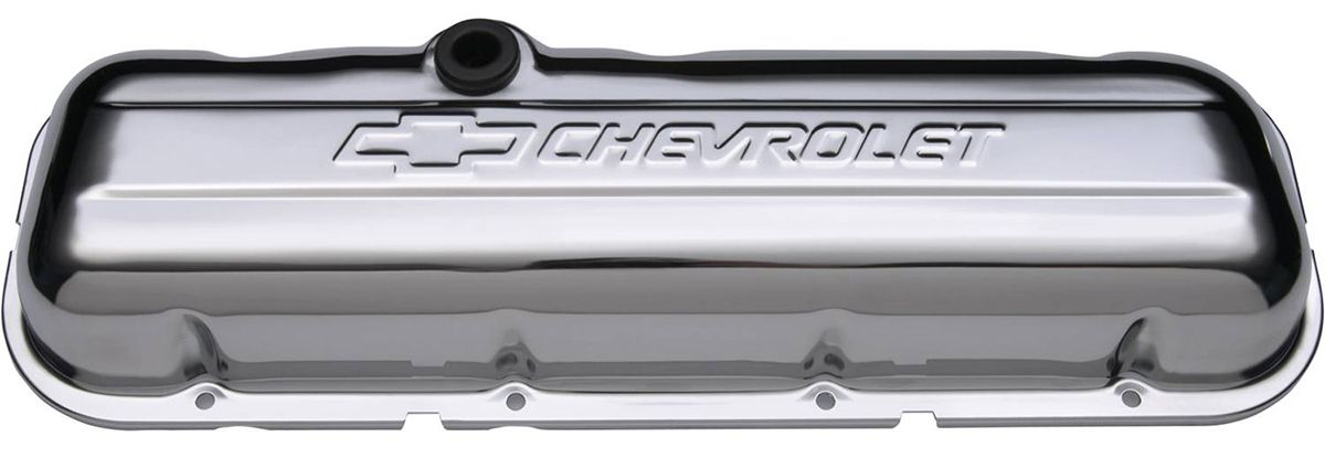 Proform Stamped Valve Covers with Chevrolet Logo (Short Style with Baffle) Chrome PR141-