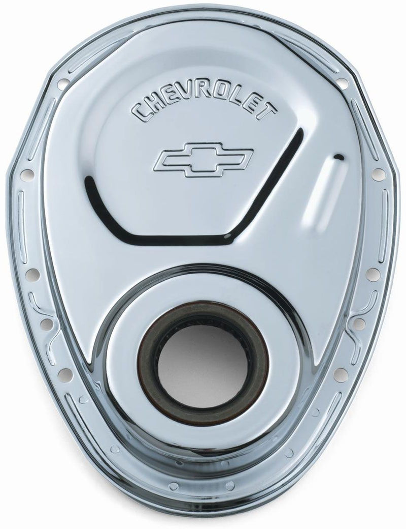 Proform Stamped Steel Timing Cover Chrome with Bowtie Logo PR141-215