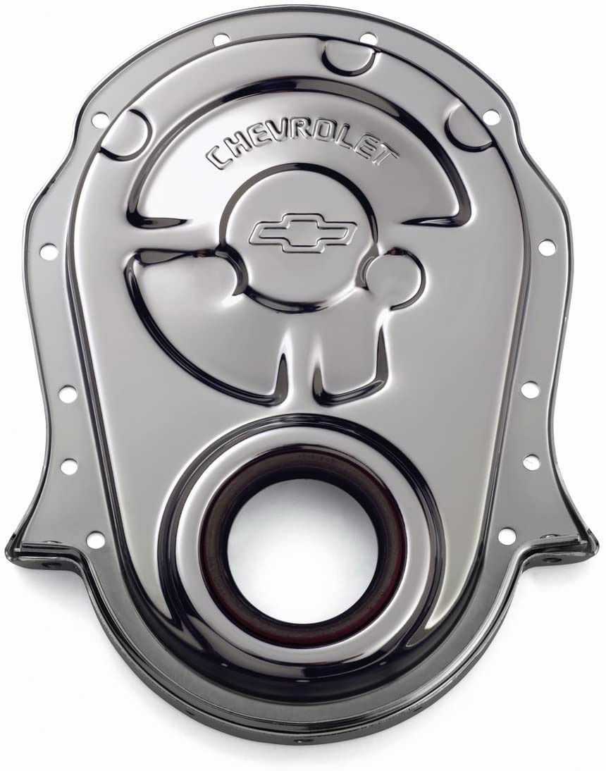 Proform Stamped Steel Timing Cover Chrome with Bowtie Logo PR141-216