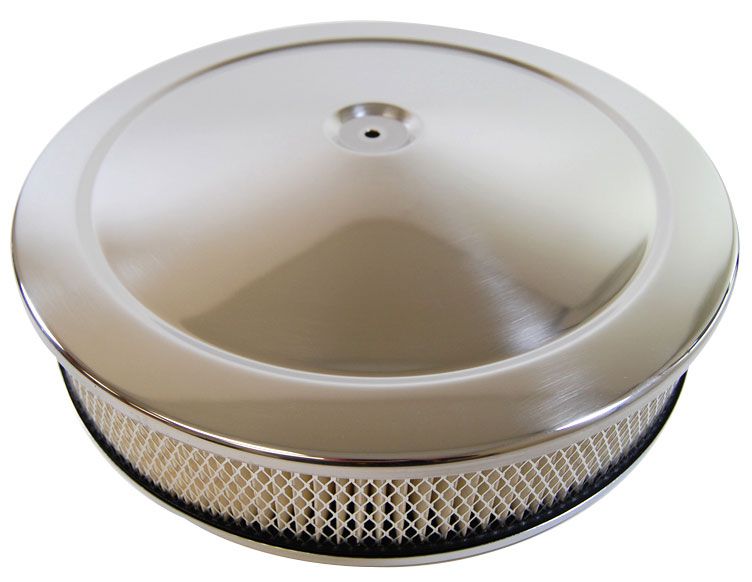 Racing Power Company 6-3/8" x 2-1/2" Chrome Steel Muscle Car Style Air Cleaner with Raised Base & Pap