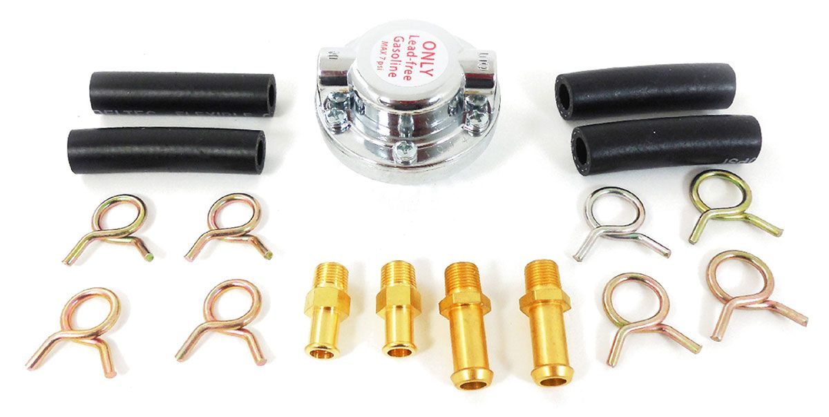 Racing Power Company Chrome Universal Fuel Regulator Complete with 5/16" & 3/8" Connectors RPCR5857