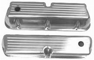 Racing Power Company Aluminium "Tall" Valve Covers (Baffled) with Breather Hole, Polished Ball Milled