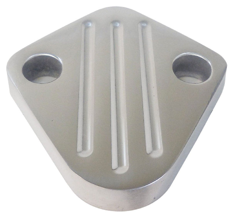 Racing Power Company Polished Aluminium Fuel Block-off Plate, Ball Milled Style RPCR6258