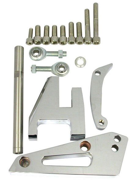 Racing Power Company Aluminium "Outward Mount" Alternator Bracket, Chrome Finish RPCR6405