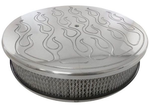 Racing Power Company 14" x 3" Polished Aluminium Flamed Air Cleaner Assembly RPCR6901X