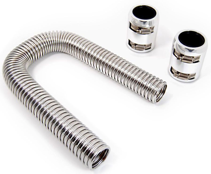 Racing Power Company Stainless Steel Radiator Hose Kit, 36" Hose Length with Chrome End Caps RPCR7308