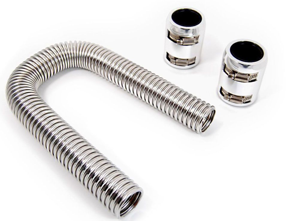 Racing Power Company Stainless Steel Radiator Hose Kit, 48" Hose Length with Polished End Caps RPCR73