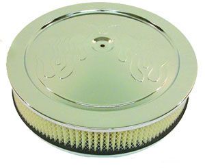 Racing Power Company 14" x 3" Flame Muscle Car Style Round Air Cleaner, Dominator Base with Paper Ele