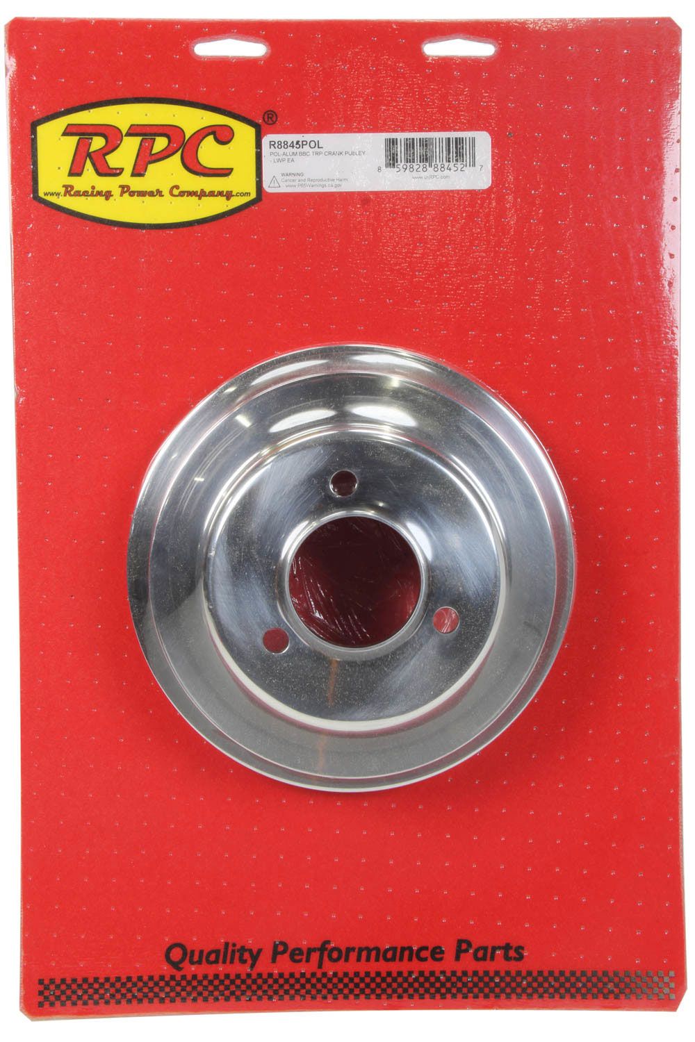 Racing Power Company Polished Aluminium Crankshaft Lower Pulley, Triple Groove, 7.80" Dia, 2.30" Bolt