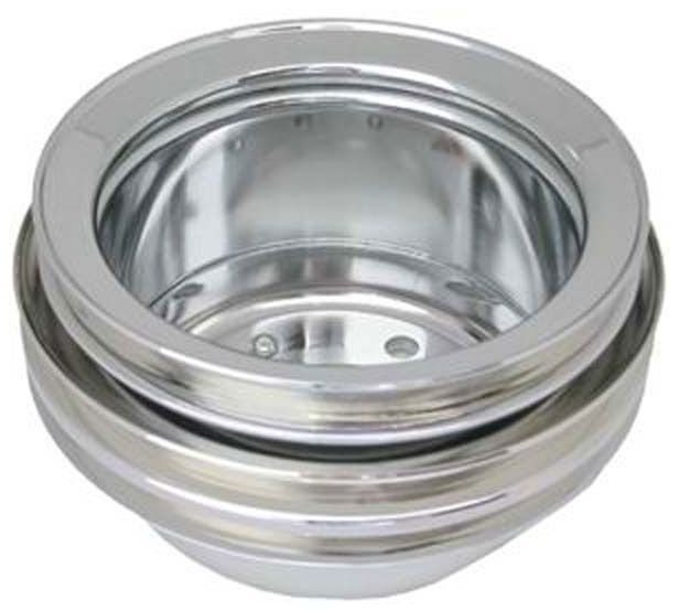 Racing Power Company Chrome Steel Crankshaft Lower Pulley, Tripple Groove 6-3/4" Dia, 3-1/2" Deep RPC