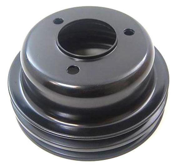 Racing Power Company Black Steel Crankshaft Lower Pulley, Tripple Groove 6-3/4" Dia, 3-1/2" Deep RPCR