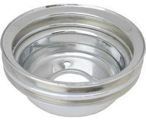 Racing Power Company Chrome Steel Crankshaft Lower Pulley, Double Groove Groove 6-5/8" Dia, 2-3/4" De