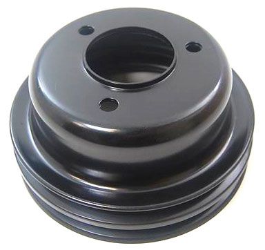 Racing Power Company Black Steel Crankshaft Lower Pulley, Double Groove Groove 6-5/8" Dia, 2-3/4" Dee