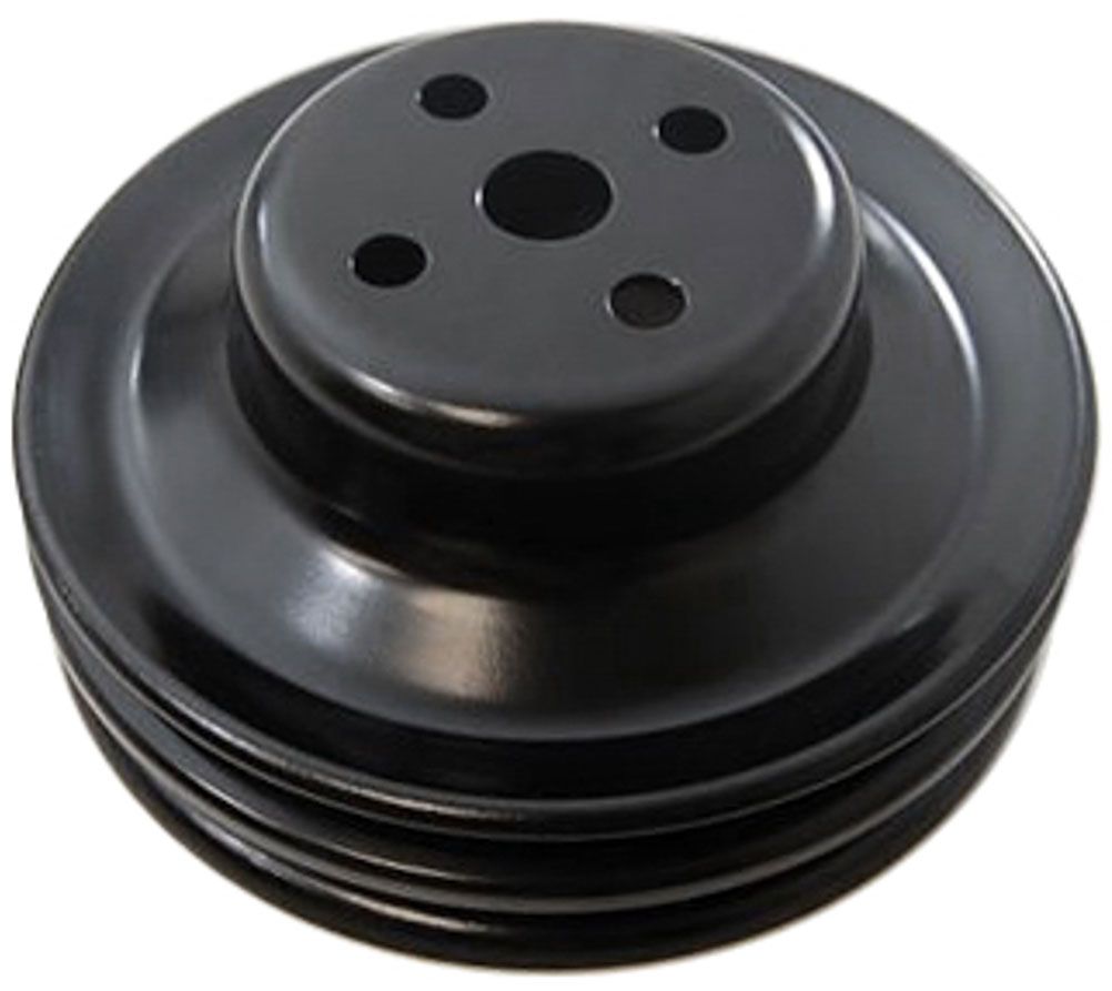 Racing Power Company Black Steel Water Pump Upper Pulley, Double Groove Groove 6-7/8" Dia, 2-1/4" Dee