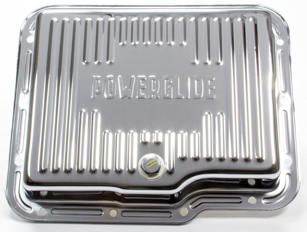 Racing Power Company Chrome Steel Chev Powerglide Transmission Pan, Finned RPCR9124