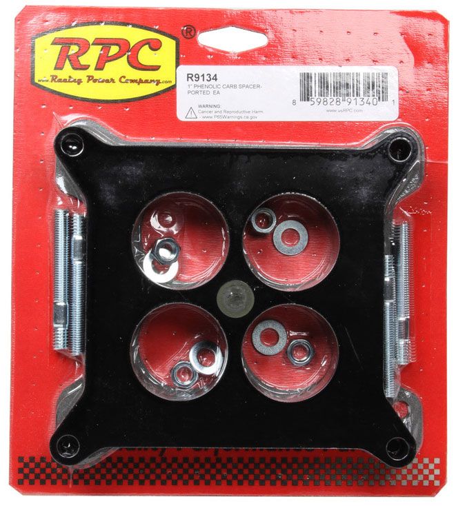 Racing Power Company Phenolic Plastic Carburettor Spacer, 1-11/16" Ported, 1" Spacer RPCR9134
