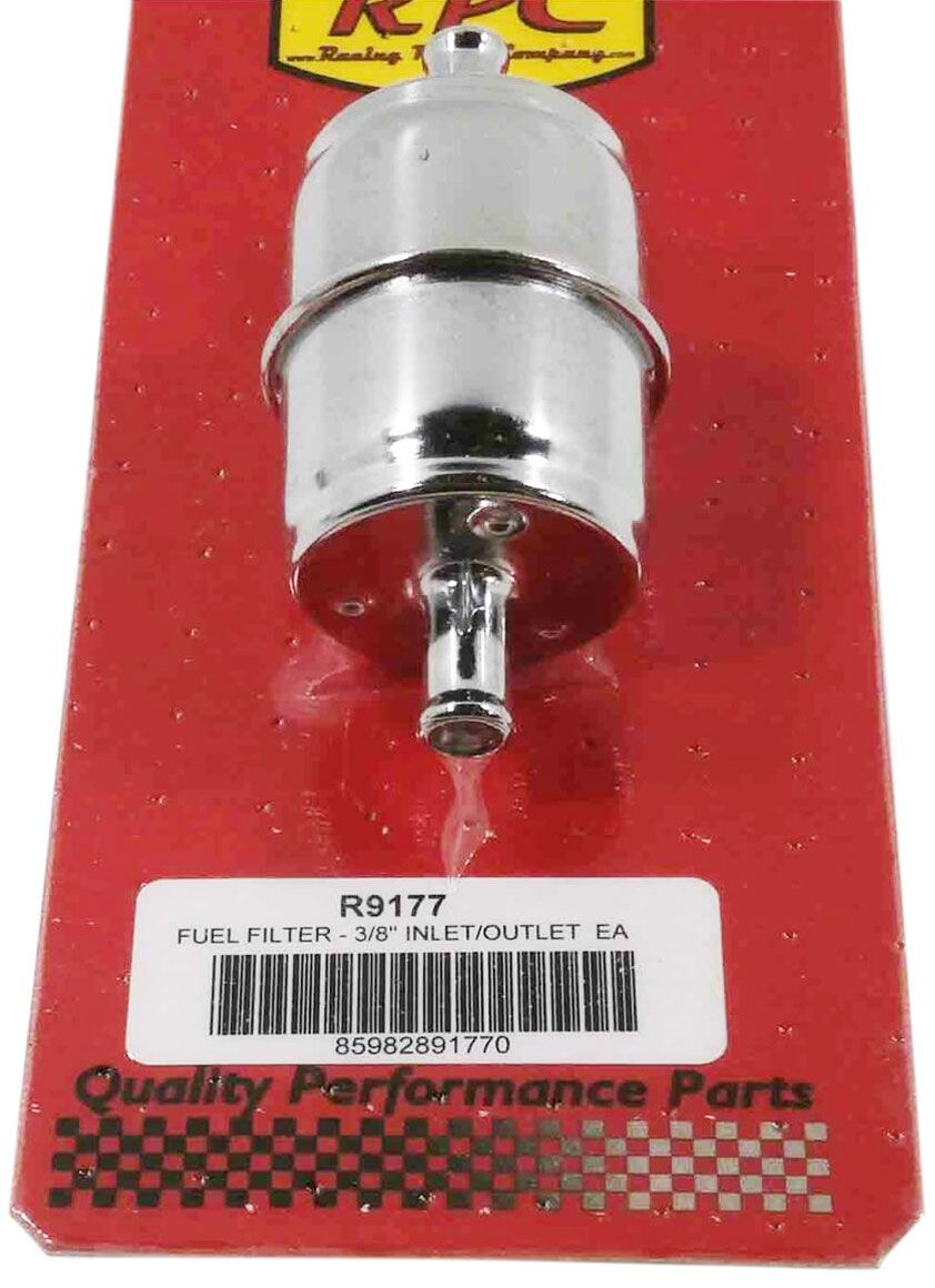 CLEARANCE Racing Power Company Chrome Steel Fuel Filter with Paper Element, 3/8" Inlet/Outlet RPCR9177