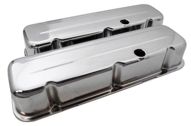 Racing Power Company Chrome Steel Valve Covers, Tall 3-5/8", Baffled RPCR9235