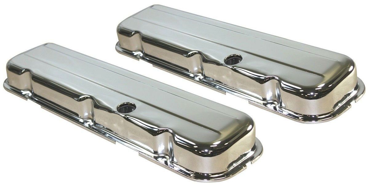 Racing Power Company Chrome Steel Valve Covers, Short 2-5/8", Baffled RPCR9236