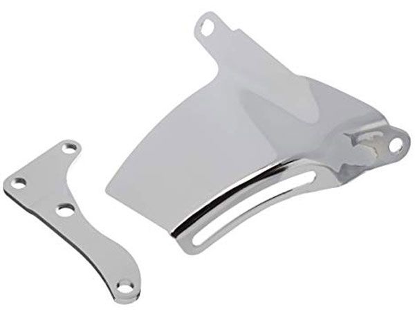 Racing Power Company Chrome Steel Alternator Bracket, OEM (Top Bracket Bolts to Thermostat Housing) R