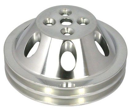 Racing Power Company Polished Aluminium Water Pump Upper Pulley, Double Groove , 6.60" Dia, 1.75" Bol