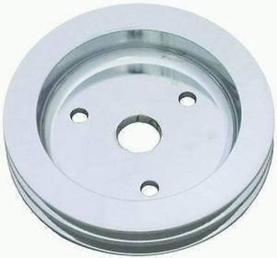 Racing Power Company Polished Aluminium Crankshaft Lower Pulley, Double Groove , 6.60" Dia, 1.75" Bol