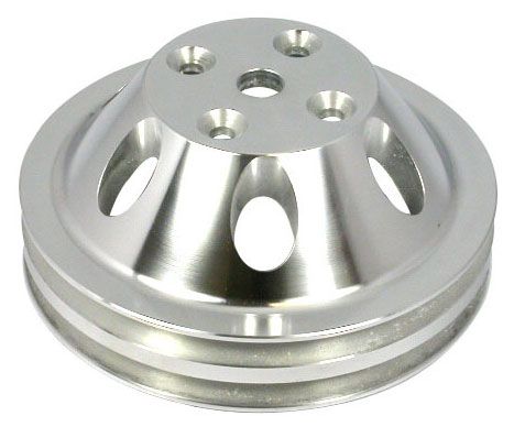 Racing Power Company Polished Aluminium Water Pump Upper Pulley, Double Groove , 6.60" Dia, 2.30" Bol