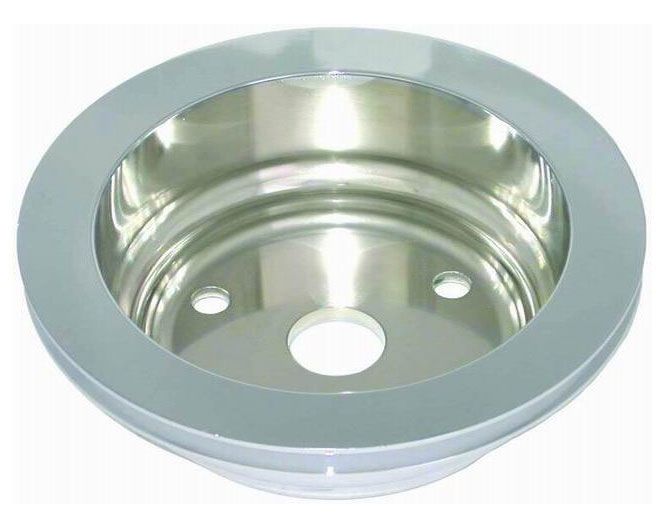 Racing Power Company Polished Aluminium Crankshaft Pulley, Single Groove, 6.60" Dia, 2.30" Bolt Circl