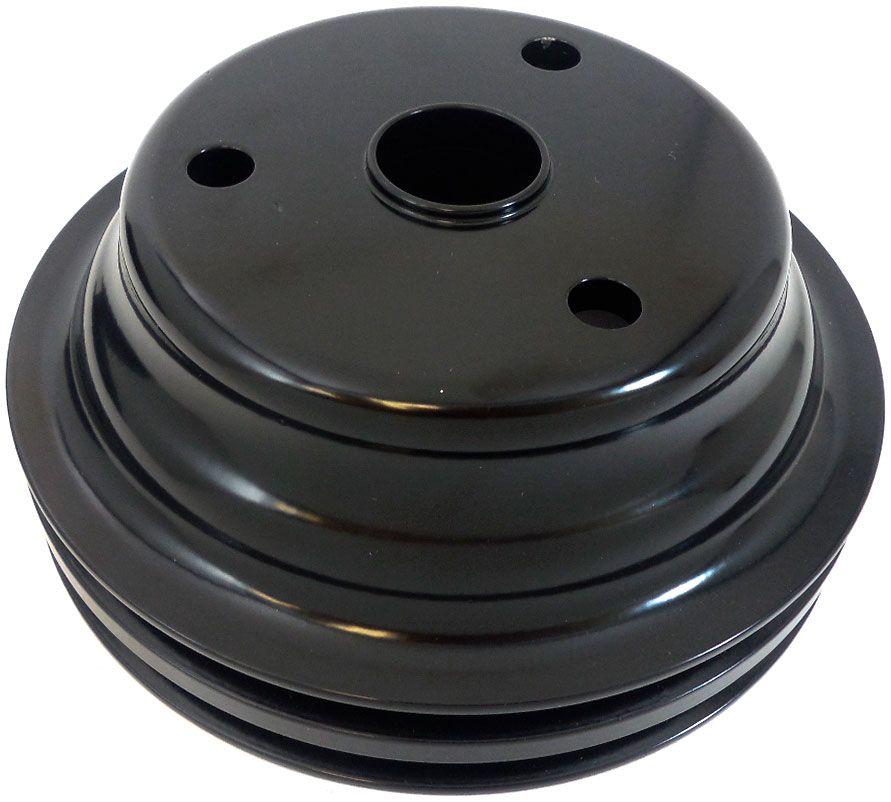 Racing Power Company Black Aluminium Crankshaft Pulley, Double Groove, 6.60" Dia, 2.30" Bolt Circle R