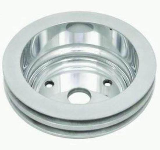 Racing Power Company Polished Aluminium Crankshaft Pulley, Double Groove, 6.60" Dia, 2.30" Bolt Circl