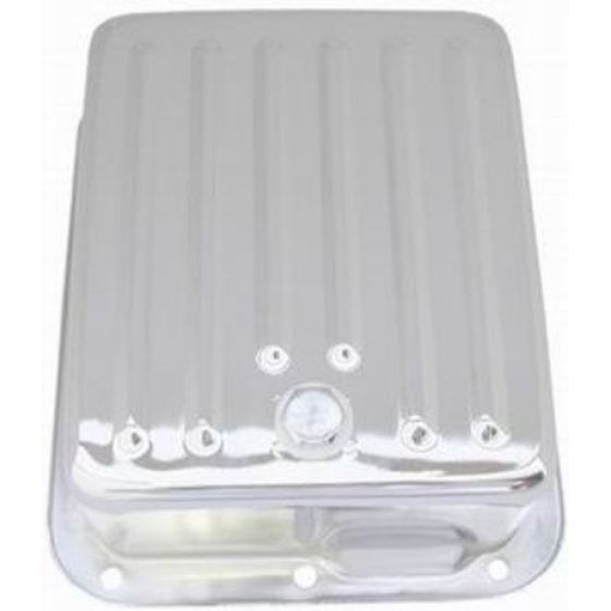 Racing Power Company Chrome Steel Transmission Pan, Finned Style (3-1/2" Deeper than Stock) RPCR9530