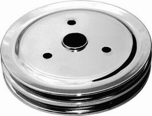 Racing Power Company Chrome Steel Crankshaft Lower Pulley, Double Groove 7.30" Dia, 1.75" Bolt Circle