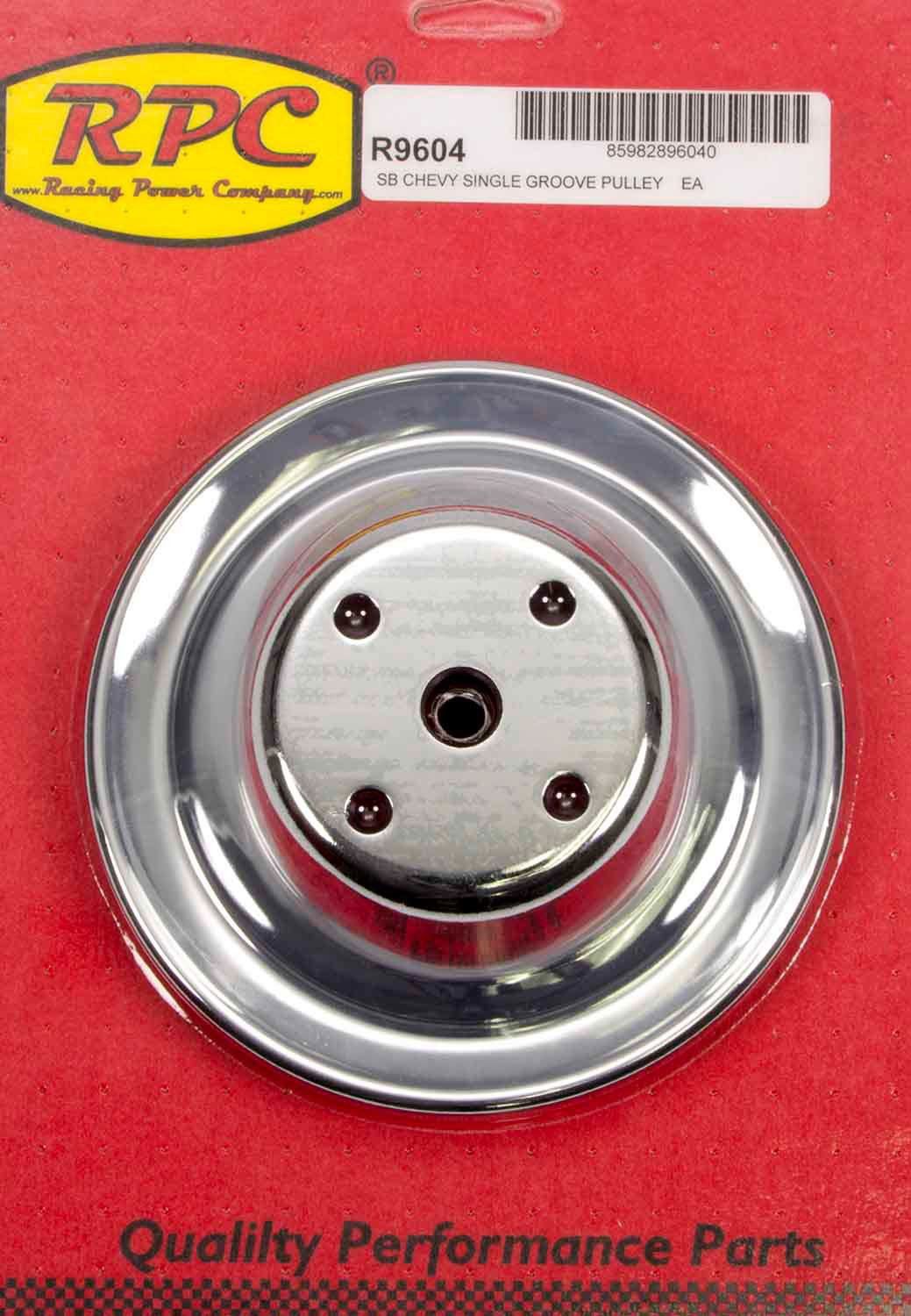 Racing Power Company Chrome Steel Water Pump Upper Pulley, Single Groove 6.30" Dia, 2.30" Bolt Circle