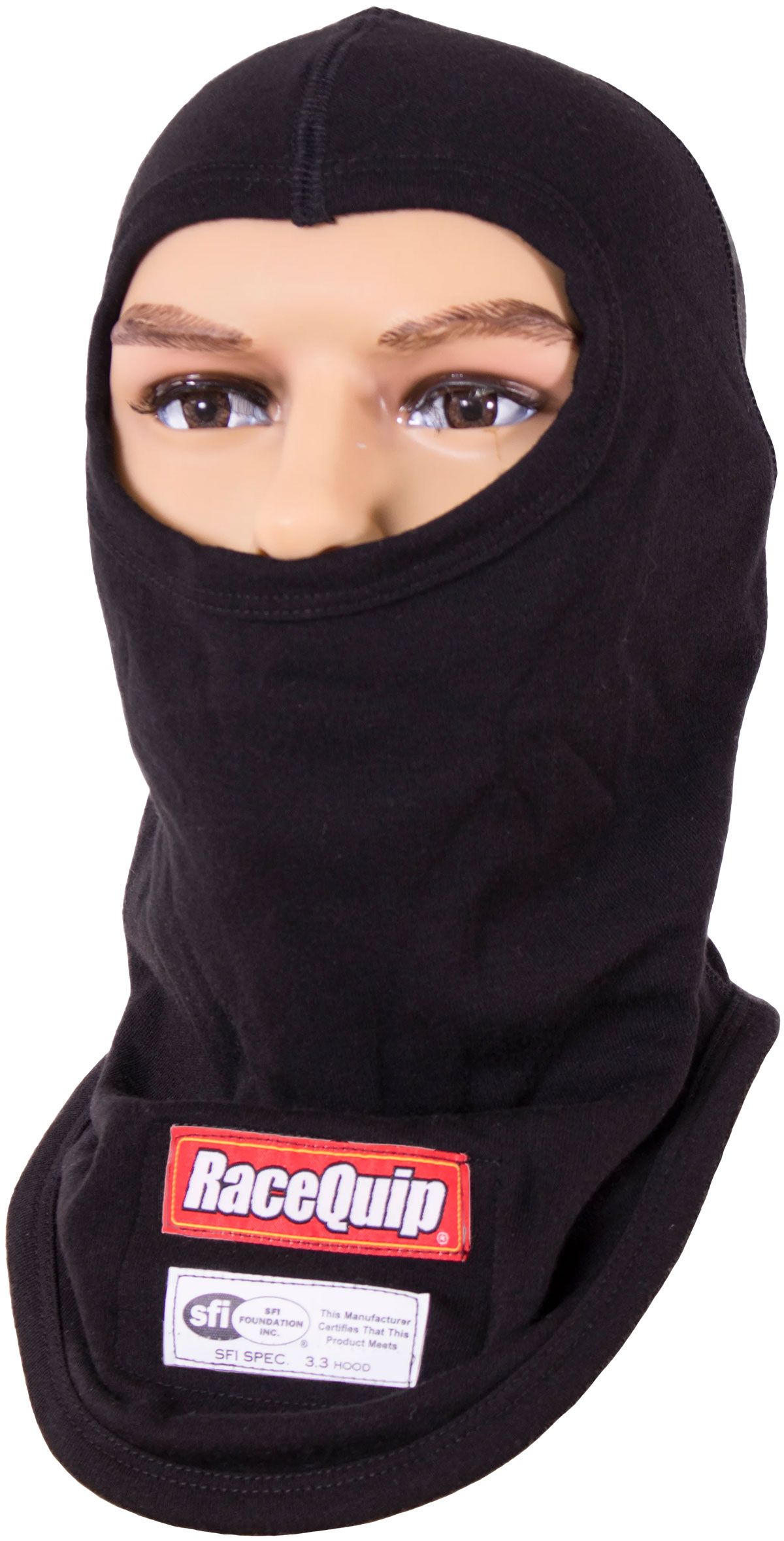 Racequip SFI 3.3 Single Layer Single Eyeport Balaclava, Black (RQ433990RQP)