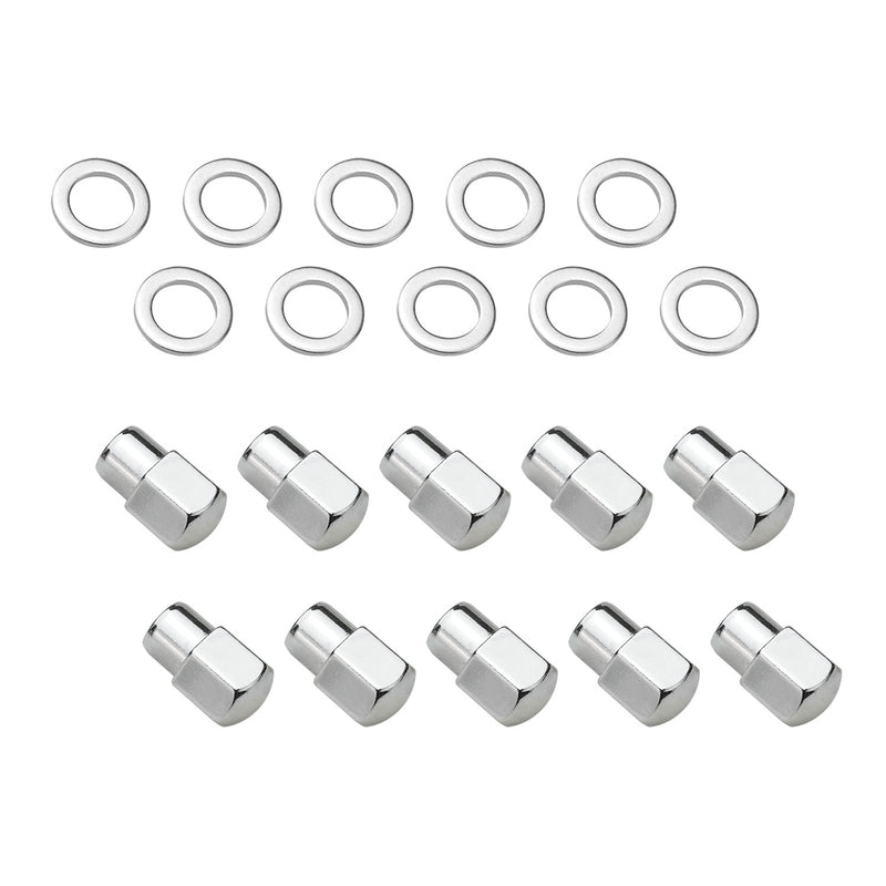 Wheel Lug Nut Kit,, Chrome Dome Medium Mag, Length 1.38, 1/2, 0.55 Shank, Set of 10