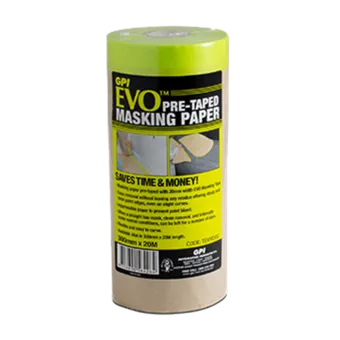 EVO MASKING PAPER PRE-TAPED 300MM x 20M