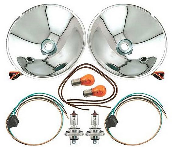 Vintique Vintique Inc 12V Halogen Headlight Reflector Kit With Turn Signal VI4813027QK12T